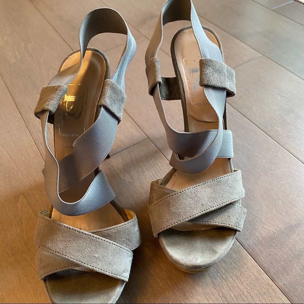 Grey suede and elastic high heels